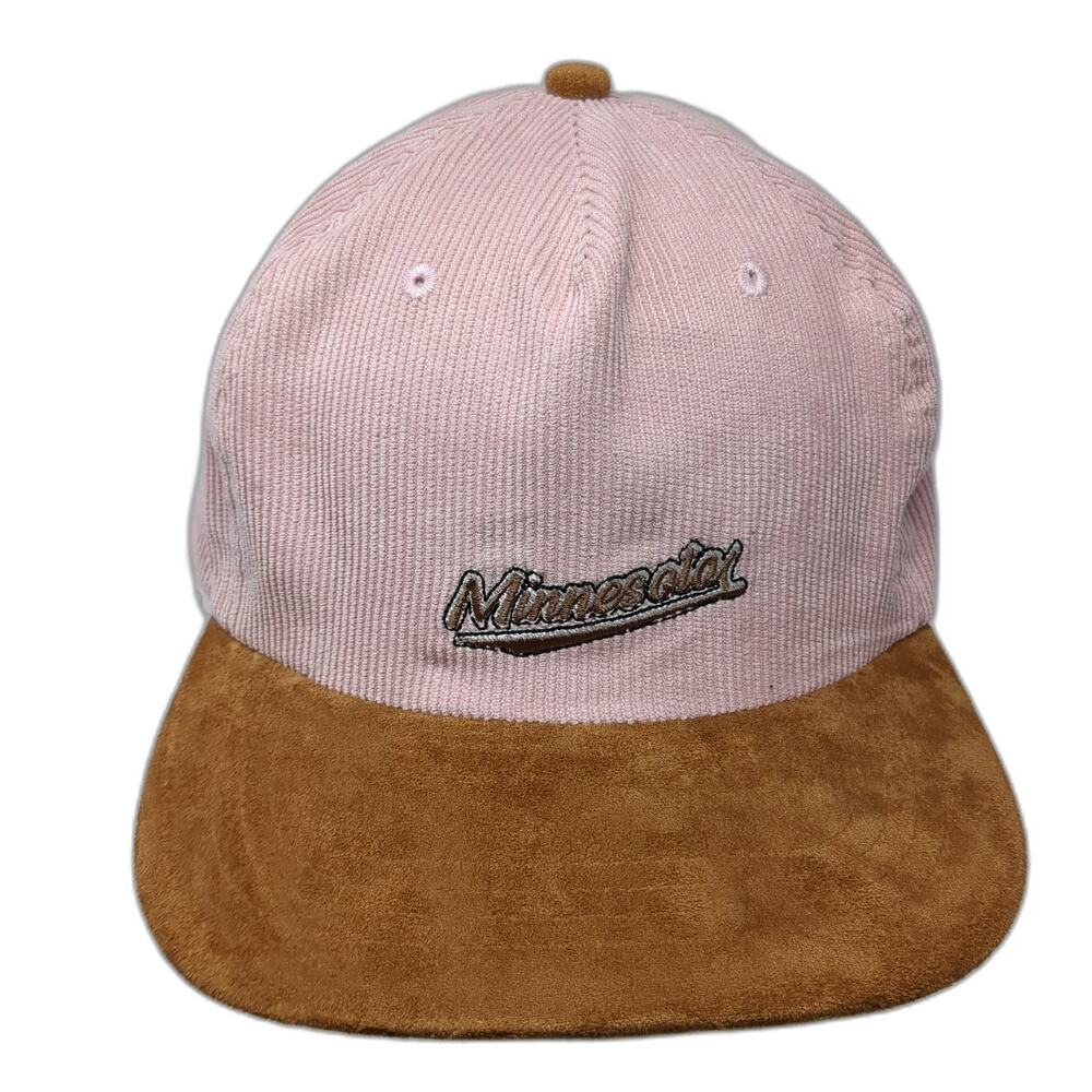 Cotton On 5 Panel Pink Brown One Size Minnesota Hat Corduroy Suede Adjustable
